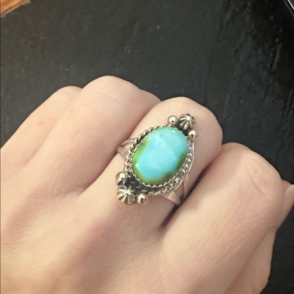 Navajo Sonoran Turquoise Sterling Silver Ring - Picture 3 of 3